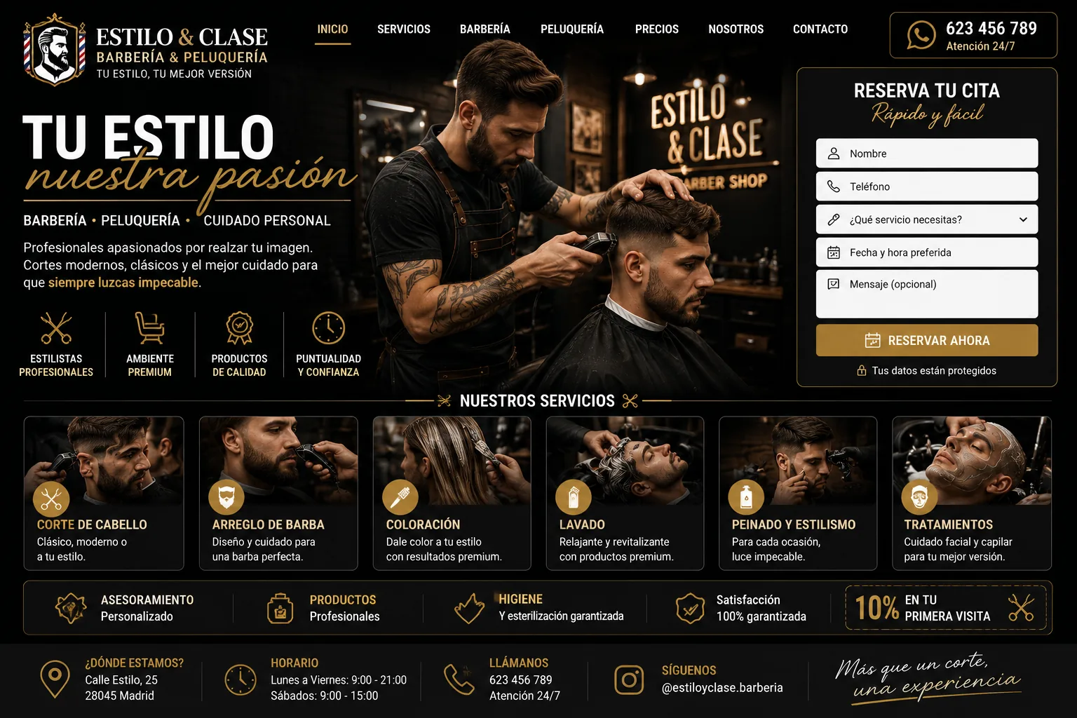 Barbershop landing page
