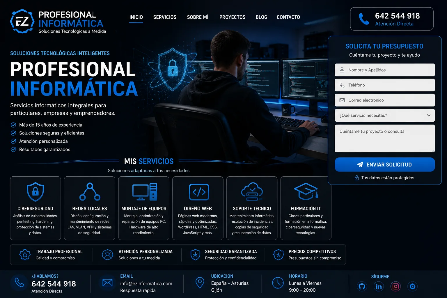 Professional IT services landing page