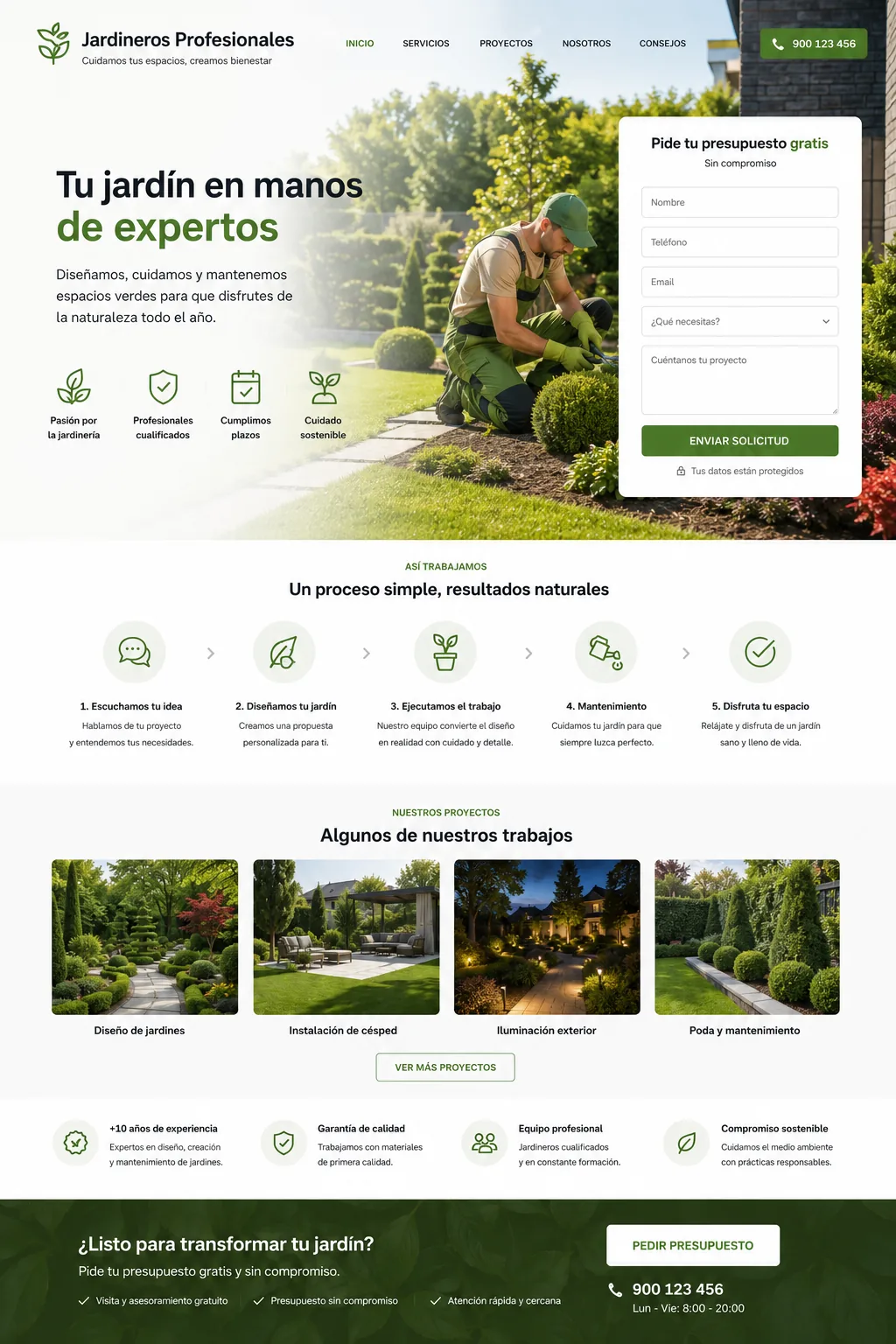 Gardening landing page